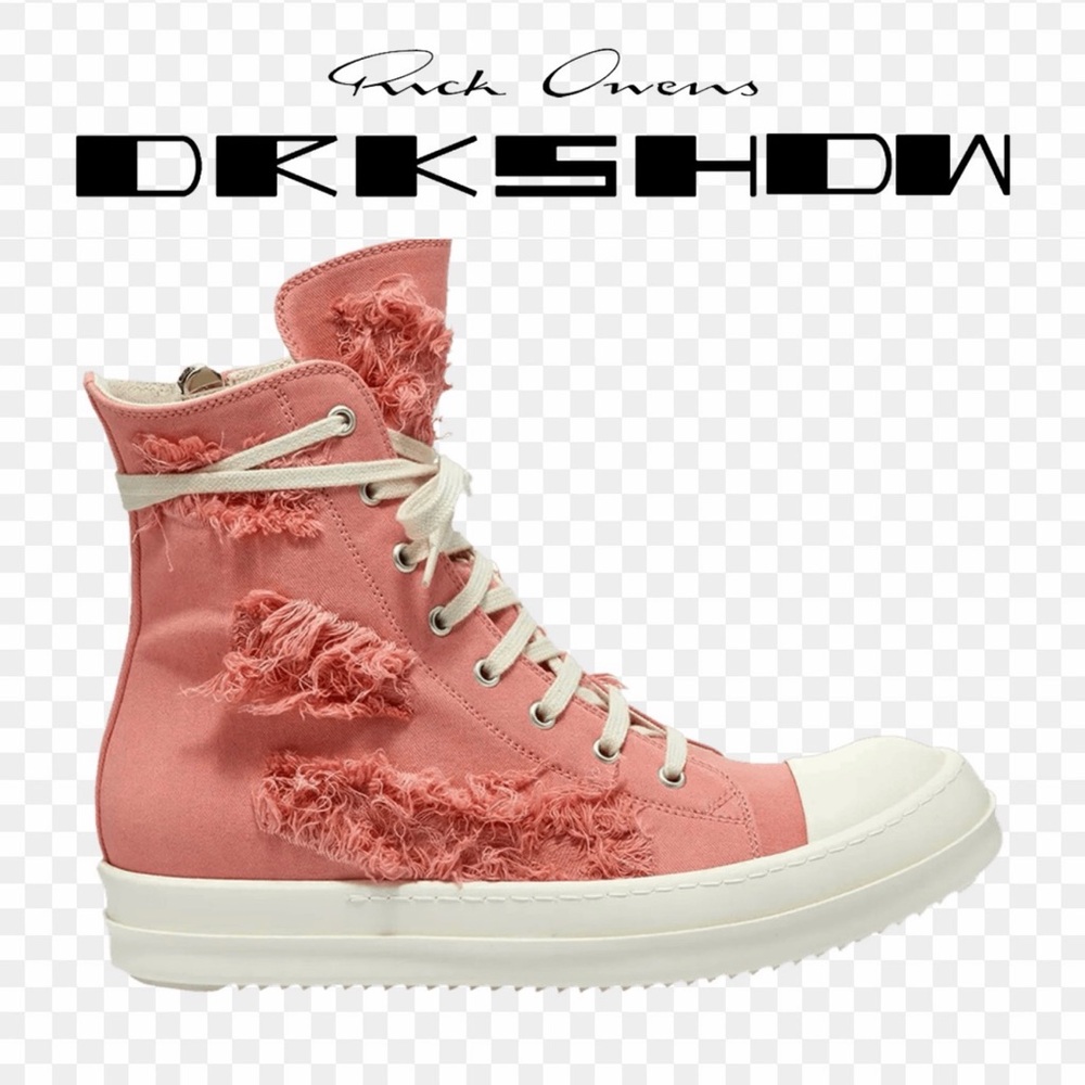 Rick Owens Distressed Pink High-Top Sneakers (WITH OUT BOX)‼️